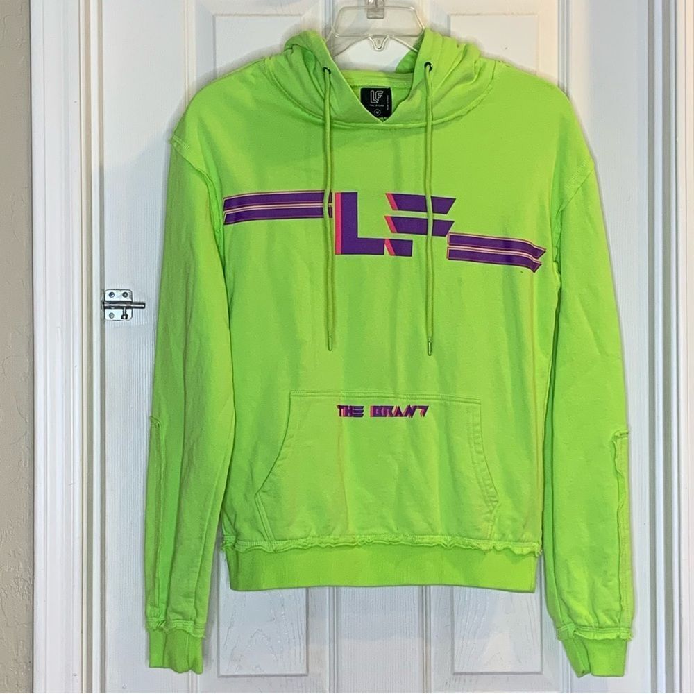 LF The Brand Line Green Hoodie Raw Seam Size Medium